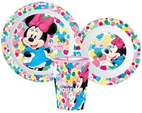 Disney Minnie set de masă, set din plastic micro, pahar de 260 ml