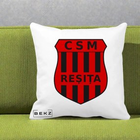 Perna Personalizata CSM Resita Fotbal, 40x40 cm, Alba Mata, Husa Detasabila, Perna Inclusa, BEKZ®