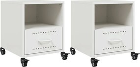 vidaXL Noptiere, 2 buc., alb, 36x39x43,5 cm, oțel