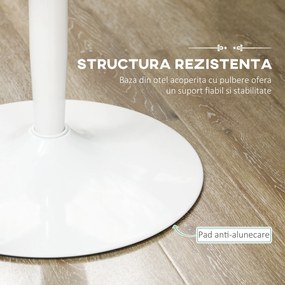 Masa rotunda HOMCOM, baza din otel, suport antiderapant Φ70x75cm, MDF si Otel, Alb | Aosom Romania