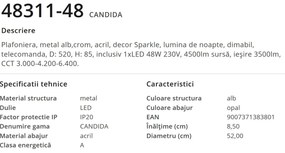 Plafoniera LED cu telecomanda 52cm CANDIDA 48311-48 GL