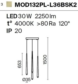 Lustra LED cu 5 pendule design modern Cascade alama