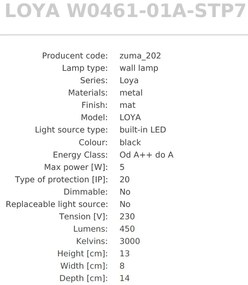 Aplica de perete LED directionabila, design minimalist LOYA, negru mat
