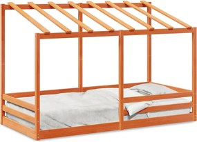 vidaXL Acoperiș pat de copii, maro ceruit, 80x200 cm, lemn masiv pin