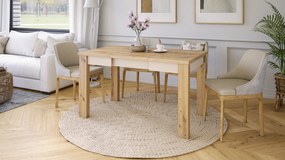 Mazzoni FONTE Stejar Artisan / Bej (Șampanie) - MASĂ CLASICĂ DE BUCĂTĂRIE/LIVING EXTENSIBILĂ PÂNĂ LA 130 cm!