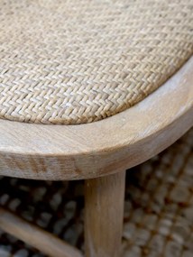 Scaunel din lemn de cauciuc si rattan, cu aspect vintage, French