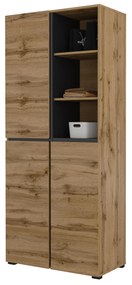 Dulap cu rafturi Crossroad H N88 (stejar wotan + negru). 1118194