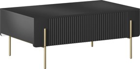Măsuță de cafea cu sertare Malmi 100 cm - negru mat / picioare aurii