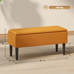 HOMCOM Cutie de Depozitare Otomană Modernă cu Picioare din Lemn, Suportă până la 120KG, pentru Living, Portocaliu | Aosom Romania