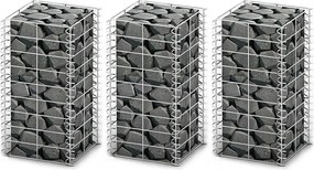 vidaXL Set gabioane, 3 buc., sârmă galvanizată, 25 x 25 x 50 cm