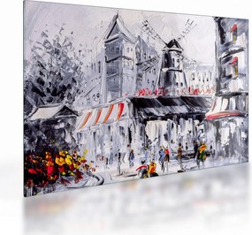 Tablou pe sticlă - Strada din Paris, pictură în ulei (70x50 cm)