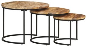 vidaXL Mese suprapuse, 3 buc., lemn de mango brut