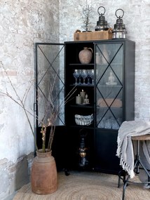 Vitrina din metal, cu aspect vintage, Antique Black