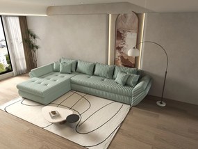 Colțar extensibil dumonde cu ladă de depozitare si sezut confortabil din spuma high-density, Loana XL Ambience Mint 335x185 cm