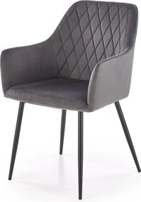 Scaun K558, gri/negru, stofa catifelata/metal, 59x60x86 cm