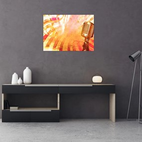 Tablou pe sticlă - Microfon retro (70x50 cm)
