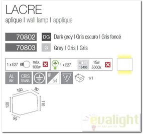 Aplica de perete exterior IP54 Lacre 70802