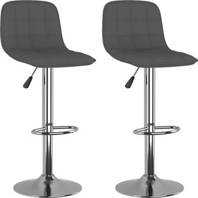 vidaXL Scaune de bar, 2 buc., gri închis, material textil