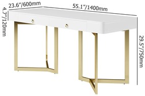 Birou dreptunghiular art nouveau culoare: alb DEPRIMO 12165 by Deprimo