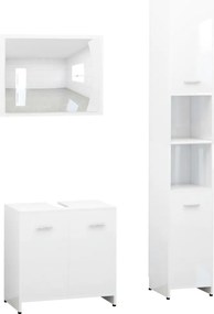 vidaXL Set mobilier de baie, 3 piese, alb, lemn prelucrat