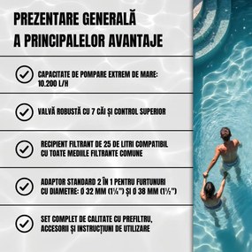 Sistem de filtrare cu nisip pentru piscină AQUA, 10 200 l/h, albastru Jurhan