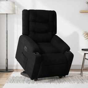 vidaXL Fotoliu electric rabatabil cu ridicare, negru, textil