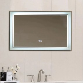 Oglinda cu iluminare LED si dezaburire Inter Ceramic 80x60 cm dreptunghiulara cu margine alba