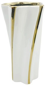 Vaza ceramica NOVELL, Alb-auriu, 29cm