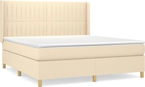 vidaXL Pat continental cu saltea, crem, 180x200 cm, textil