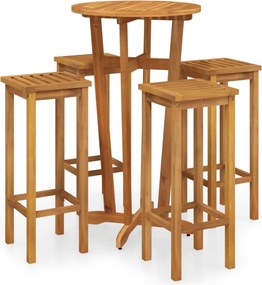 vidaXL Set bar de grădină, 5 piese, lemn masiv de acacia
