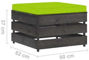 Set mobilier de gradina cu perne, 2 piese, gri, lemn tratat bright green and grey, 2