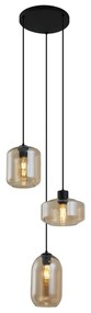 Lampă suspendată modernă neagră cu sticlă ambră cu 3 lumini - Sheena