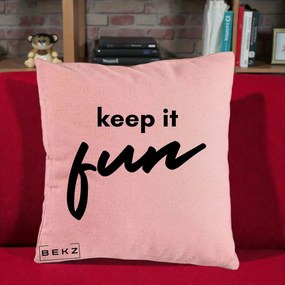 Perna Decorativa Keep It Fun, 40x40 cm, Roz, Husa Detasabila, Perna Inclusa, BEKZ®