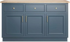 Comodă lemn masiv natur Richmond Albastru/ 140 cm x 45 cm x 81 cm
