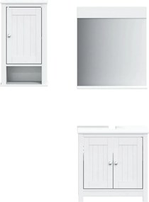 vidaXL Set mobilier baie, 3 piese, „BERG”, alb, lemn masiv de pin
