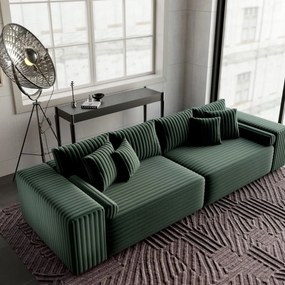 Canapea extensibilă dumonde cu ladă de depozitare si sezut confortabil din spuma high-density, Marbela Ambience Green XXL 295x100 cm