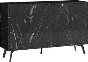Comoda Dune, negru/negru cu efect de marmura, PAL melaminat, 123x35x77