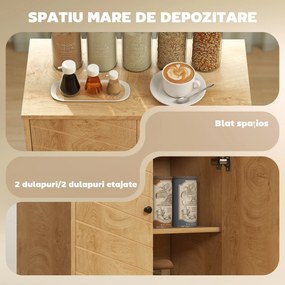 HOMCOM Dulap Vintage cu Uși Chevron Duble și Picioare din Lemn de Pin, Efect de Lemn Natural, Design Retro | Aosom Romania