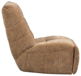 Fotoliu maro deschis reglabil de relaxare cu tapițerie din catifea reiată Hein – WOOOD