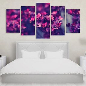 Tablou Multicanvas 5 Purple Flowers 250x120 cm