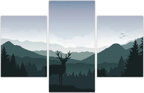 Tablou - Cerb cu lup pe stânci (90x60 cm)