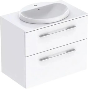 Set dulap baza suspendat Geberit Selnova Square alb lucios 2 sertare si lavoar 80 cm