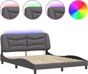 vidaXL Cadru de pat cu LED fără saltea, Hvar, gri, 160x200 cm
