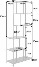 Raft design industrial Slim Line 185x77cm, negru