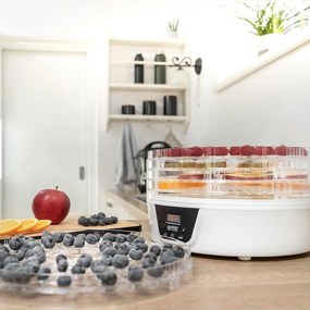 Deshidrator pentru fructe First Austria FA-5126-8, 380W, 5 nivele, Fara BPA, Termostat, Timer reglabil, 35-70°C, Alb