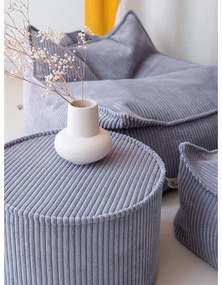 Puf de copii albastru cu tapițerie din catifea reiată – Wigiwama