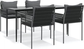 vidaXL Set mobilier de grădină cu perne, 5 piese, poliratan și oțel
