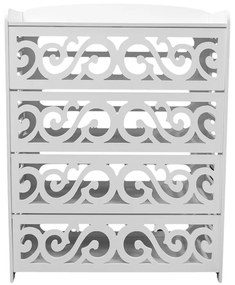 Pantofar cu 4 compartimente, Naimeed D3467, culoare Alb, 80 x 60 x 30 cm
