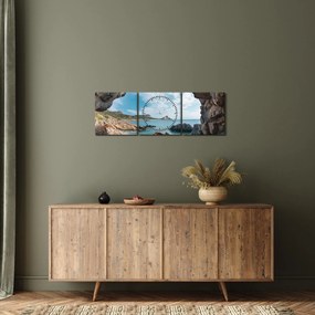 Tablou - Peșteră lângă mare (cu ceas) (90x30 cm)