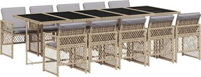 vidaXL Set mobilier de grădină cu perne, 11 piese, bej, poliratan